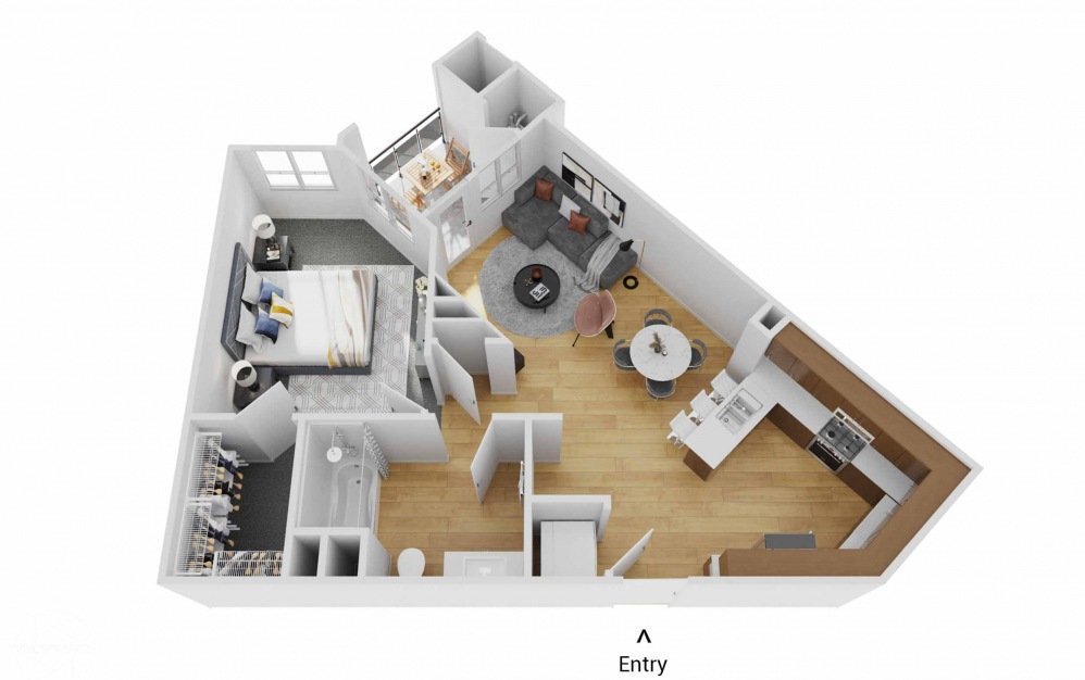 A3 - 1 bedroom floorplan layout with 1 bath and 720 square feet.