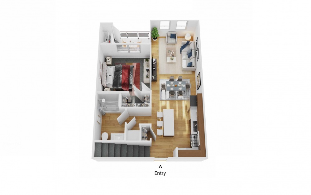 A4M - 1 bedroom floorplan layout with 1 bath and 918 square feet. (Floor 1)